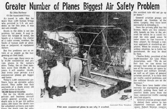 Greater number of planes biggest air safety problem